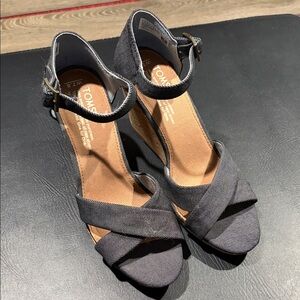 TOMS Women's Blue Wedge Sandals